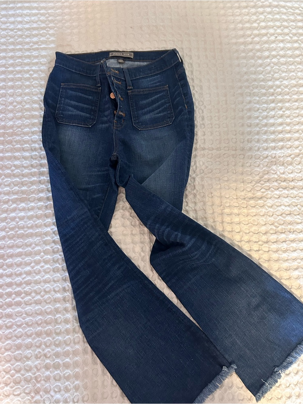 J. Crew Point Sur Dark Wash Demi Crop Button Fly Women's Flare Jeans